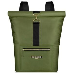 New Jean Paul Gaultier Olive Green Black Roll-Top Backpack